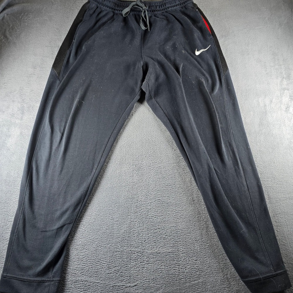 Nike Dri-FIT Mens XXL Black Red Mesh Tapered Joggers Sweatpants